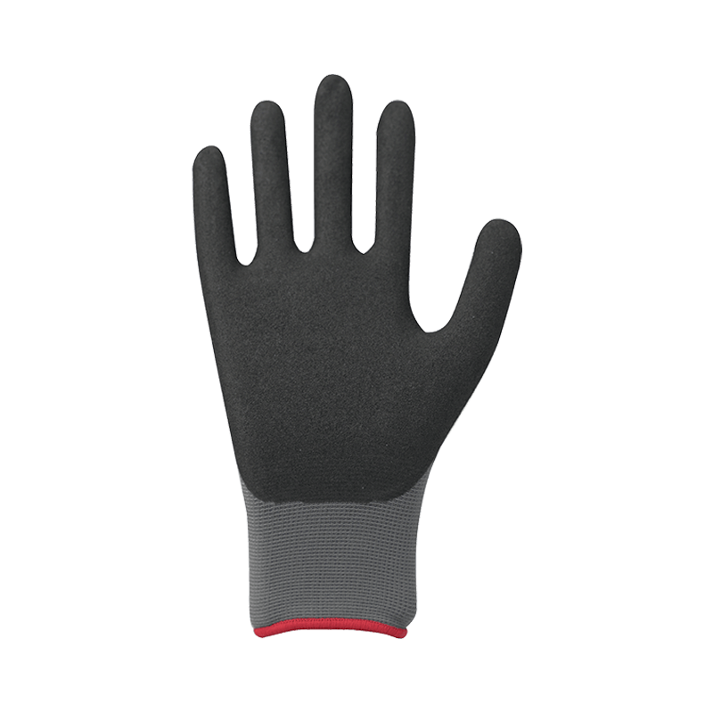Liner nilon/spandeks 15g dengan salutan nitril berpasir, padding nitril di belakang